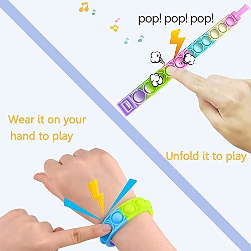 Znnco 12Pcs Push Pop Fidget Toy Fidget Bracelet, Durable And Adjustable, Multicolor Stress Relief Finger Press Bracelet For Kids And Adults Adhd Add Autism #TOP4