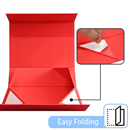Image of LIFELUM Christmas Boxes 2 Pack 13.85 x 8.35 x 4.45 inch Large Gift Boxes with Magnetic Lids for Presents Red Gift Boxes Valentine's Gift Box Contains Card, Ribbon, Shredded Paper Filler