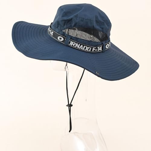 Alexvyan Round Hat Sun Visor Hats for Men UV & Sun Protection Wide Brim Summer Cap for Boy Hats UV Protection Breathable Casual Beach, Safari Cap for Travelling Blue