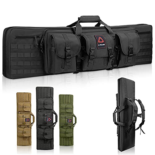 A-Maker Double Long Rifle Case, [American Classic] Tactical Gun Case for Rifles & Multi-Function Durable Rifle Bag, Lockable Gun Bag Protects Carbine and Pistol for Storage or Transportation 42 