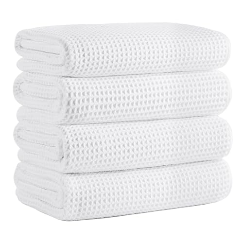 MICROFI Microfiber Waffle Bath Towels, 4 Pieces,...