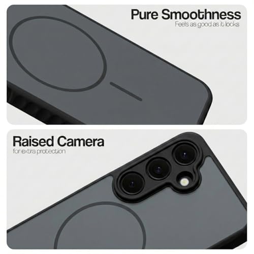 Image of VONZEE Matte Magnetic Case Compatible for Samsung Galaxy A55 Wireless Charging Shockproof Anti-Scratch TPU PC Slim Fit Full Protection Phone Cover for Samsung Galaxy A55-BLACK