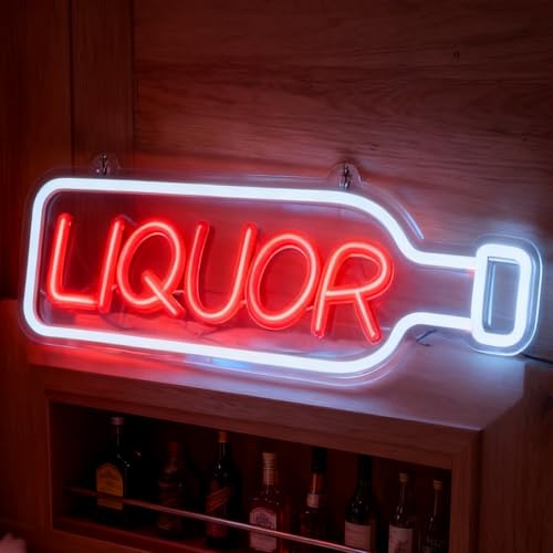 Liquor Bottle Shape Neon Sign, Liquor Store Display Bar Pub Decor USB Powered Decorative Neon Light for Home Bar Living Room Wall Table Beverage Shop Accent 15.7 x 5.5 In
