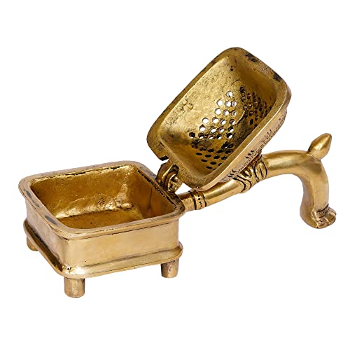 Image of eCraftIndia Golden Brass Dhoop Holder Incense Burner for Home Temple Pooja Mandir | Incense Holder Gift for Diwali Housewarming