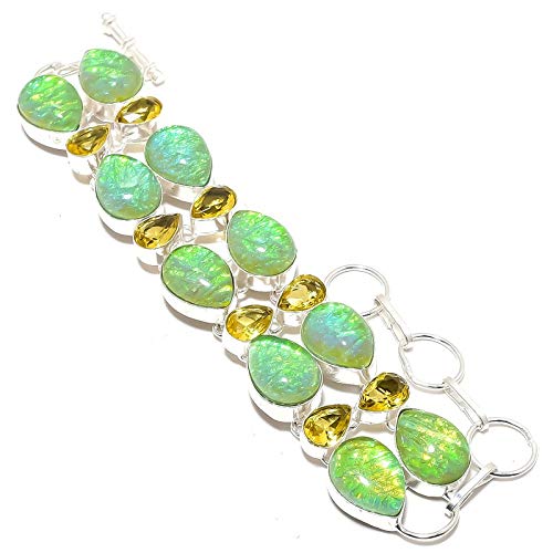 Bracelet triple opale citrine jaune fait main ajustable femme 22cm