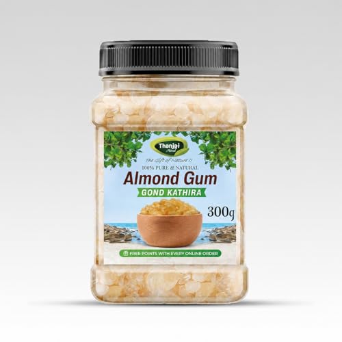 Image of Thanjai Natural Gond Katira Pure (Edible Gum) 300g Jar | Badam Pisin | Almond Gum | Tragacanth Gum | Kathila Gum | Astragalus Gummifer | 100% Pure & Natural | Traditional Ingredient