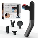 Sharper Image PowerBoost Reach Massage Gun| Guided Massage Program| iOS Android Apple Watch App| Hot + Cold Therapy| Touchscreen| Extension Handle| Deep Tissue Percussion Massager| Gifts for Men Women