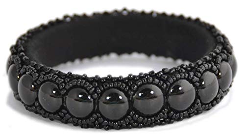Bracelet bangle noir en porcelaine fait main pour une élégance chic
