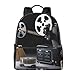 BAFAFA Rucksack mit Projektor-Filmdruck, Reise-Rucksack, Business-Arbeitstasche, Computertasche, Outdoor-Sportrucksack, Schwarz , One size