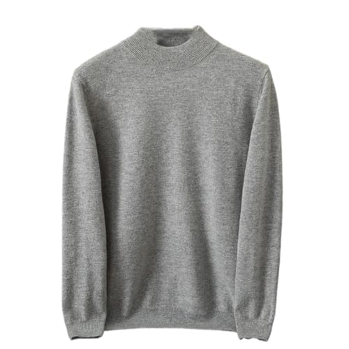 Suéter de lana para hombre, cuello redondo, suave, cálido, grueso, informal, de punto, gris, L