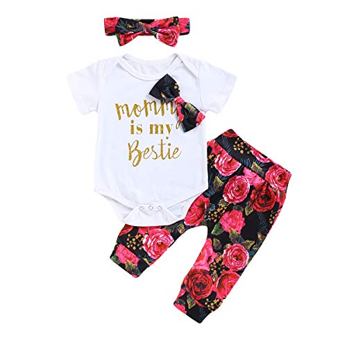 Newborn Baby Girl Clothes Outfits Infant Romper Ruffle Onsies Floral Pants Cute Toddler Baby Girl Clothes Set (White, 18-24 Months)