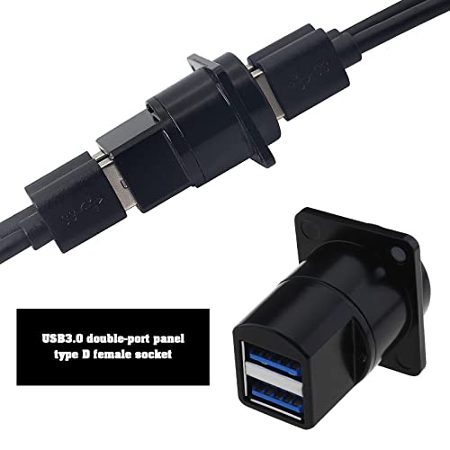 Create idea Dual USB 3.0 D Panel Solderless Connector USB 3.0 Female to Female Coupler Socket Panel Mount Pass Through Adapter Transmission Speed 5.0Gbps - Image 2