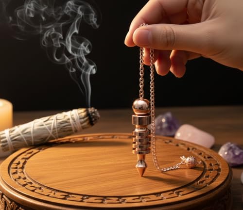 Image of Copper Chamber Pendulum for Reiki Healing, Dowsing & Chakra Balancing - Divination & Meditation Tool for Energy Cleansing