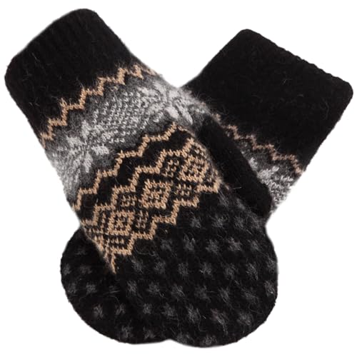 Winter Warm Mittens for Women Men Snowflake Mittens Soft Fleece Wool Gloves for Cold Weather