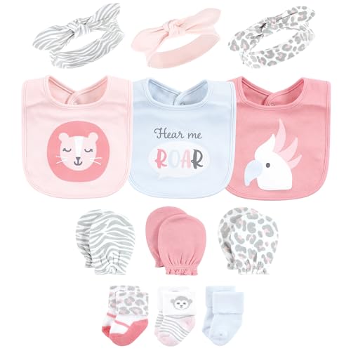 Image of Hudson Baby Unisex Baby Caps Or Headbands, Bibs, Mittens and Socks 12pc Set