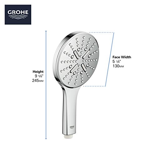 Grohe 26545000 Rainshower 3-Setting Handheld Shower Head, Rain Jet Settings, Starlight Chrome #TOP4