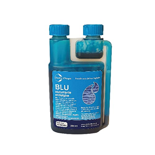 BLU Azzurrante per Laghetto – Colorante per Acqua con Azione Antialghe – Sicuro per Pesci e Piante – Effetto Acqua Blu/Azzurra Naturale – Facile da Usare