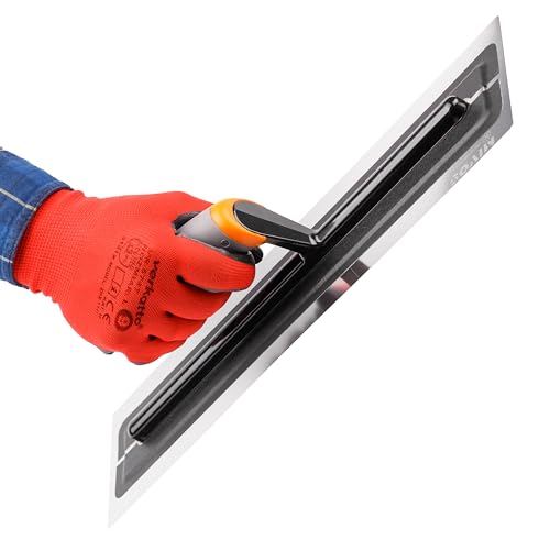 MIVOS Premium Glättekelle aus hochwertigem Edelstahl 410x110mm - Profi Glättscheibe Traufel - Glätter - Trockenbau Werkzeug - Ergonomischer, Rutschfester Griff - MADE IN EU