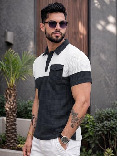Image of Noble Monk Men's Regular Fit Polo Neck T-Shirt | Half Sleeve