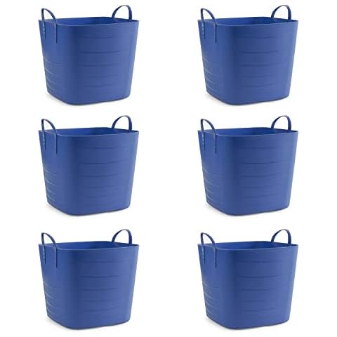 Life Story Tub Basket 6.6 Gallon Plastic Storage Tote Bin with Handles (6 Pack) Cover