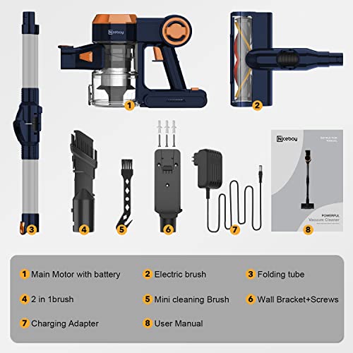 Nicebay Kabelloser Staubsauger, 25 kpa bürstenloser Motorstab, Staubsauger, digitaler Touchscreen und intelligente Induktion, 4-in-1 leichter Handstaubsauger für Hartholzböden, Teppichhaare – Bild 7