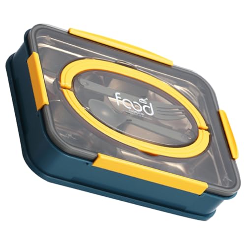 PRETYZOOM Caja Fiambrera dividida portátil envase fiambreras termicas lunch box termico lunch box portador de comida dividida soporte de almuerzo de metal el plastico Blue