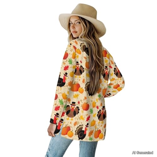 Image of Women's Lightweight Cardigans with Pockets Trendy Long Sleeve Open Front Cardigan Casual Tops Jackets Fall Oufits S-2XL