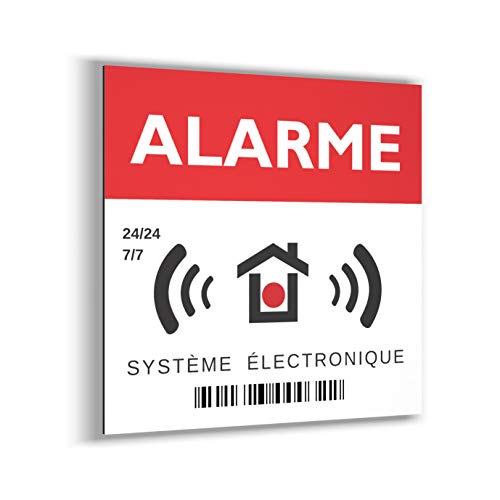 imaggge.com Panneau Rigide Alarme - Carré 15 cm - Ultra résistant - Aluminium (Pas PVC) - Signaler Un système de Surveillance caméra - pour Mur, Poteau, barrière.