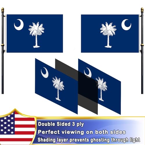 Bandera de South Carolina 3x5 Va06 decorativa para jardín y hogar 2
