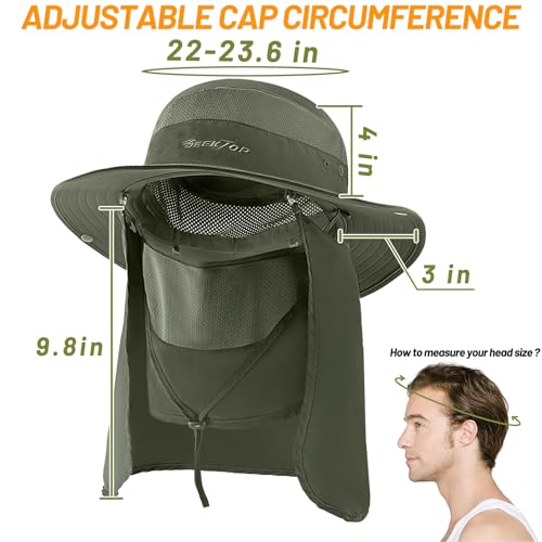 Chapéu de pesca para homens e mulheres, proteção solar UV ao ar livre, chapéu safári de aba larga co