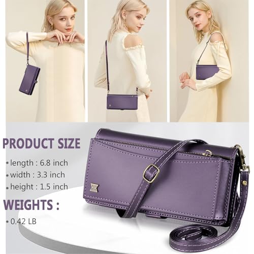 BLISLIAR for iPhone 14 Pro Max Wallet Case with Card Holder/Crossbody Wallet/Strap,[RFID Blocking][Magnetic] PU Leather Shockproof Protective Cover iPhone 14 Pro Max Phone Case 6.7”,Purple by BLISLIAR - Image 6