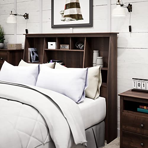 Prepac Espresso Full/Queen Tall Slant-Back Bookcase Headboard #TOP4
