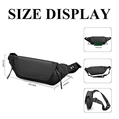 Kingsons Mens Crossbody Bag Small,Waterproof Shoulder Backpack Chest Sling Bag For Men Women, Lightweight Everyday Carry Bag For Travel, Black… #TOP1