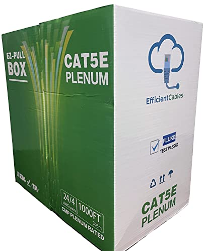 Efficient Cables Cat5E Plenum 1000Ft Solid 350Mhz 24Awg Utp Bulk Blue Cmp Network Lan Cable #TOP3
