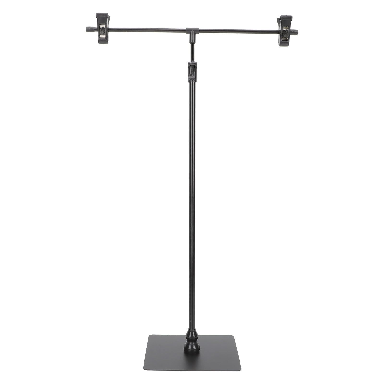 Soporte ajustable de metal para carteles de mesa y publicidad en forma de T color negro