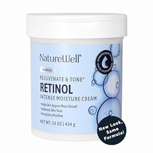 NATURE WELL Clinical Retinol Advanced Moisture Cream for Face, Body, & Hands, Anti Aging, Targets Discoloration, Wrinkles, Sun Damage, Crepey, & Sagging Skin, 16 Oz