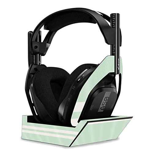 Image of MightySkins Glossy Glitter Skin Compatible with Astro A50 Wireless Headphones + Base Station (Gen 4) - Mint Stripes | Protective, Durable High-Gloss Glitter Finish | Easy to Apply | Made in The USA