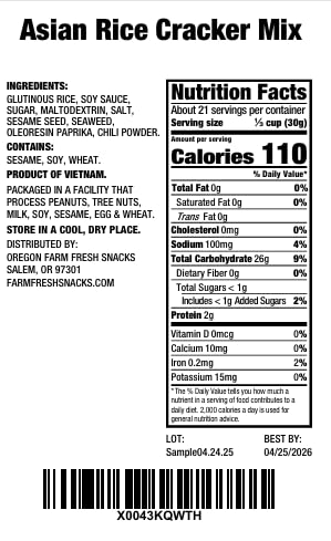 Oregon Farm Fresh Snacks Asian Rice Crackers Mix - Japanese Rice Crackers Snack Mix - Oriental Crunchy Savory Snacks (22oz)
