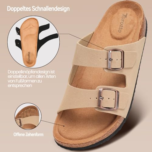 Miniatura 5 de Torotto Pantuflas Mules Sandalias Para Hombre Con Punta Cómodas De Playa Con Hebilla Planas Zuecos Verano Zapatillas De Corcho Para Caballeros Marrón,43 Eu