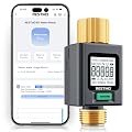 RESTMO Smart Water Flow Meter with Screen Backlight, Brass Inlet & Outlet, Measuring Gallon/Liter Consumption & Flow Rate for Garden Watering, RV Filling, Sprinklers & Nozzle - APP Control