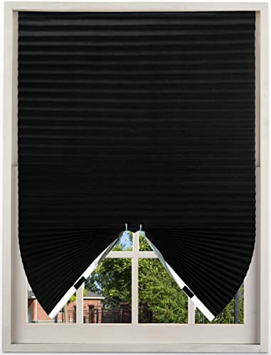 FEOMOS Lot de 3 stores occultants plissés pour fenêtres - 89,9 x 229,9 cm - Noir/argenté Cover