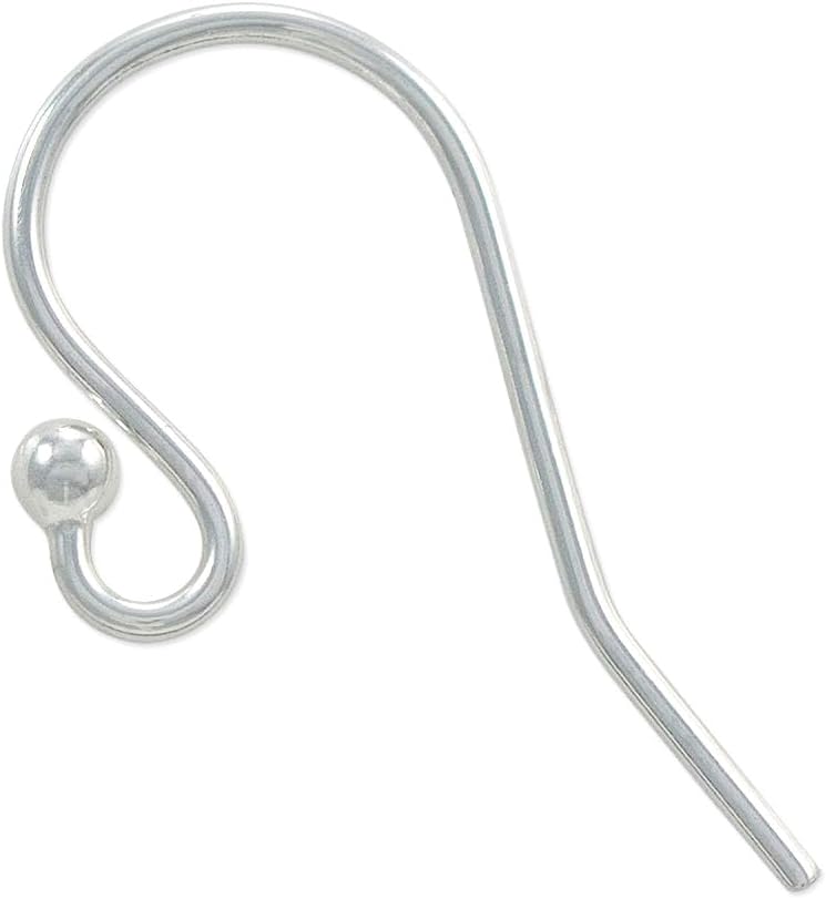 JewelrySupply Sterling Silber Fish Hook Earring Wires with 2mm Bead (1 Pair of Sterling Silver Earrings)