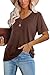 WIHOLL Tops for Women Trendy Short Sleeve Summer T Shirts for Women V Neck Tee Spring Clothes Loose Fitting Business Casual Tops Fashion Clothing Western Outfit for Women Brown L