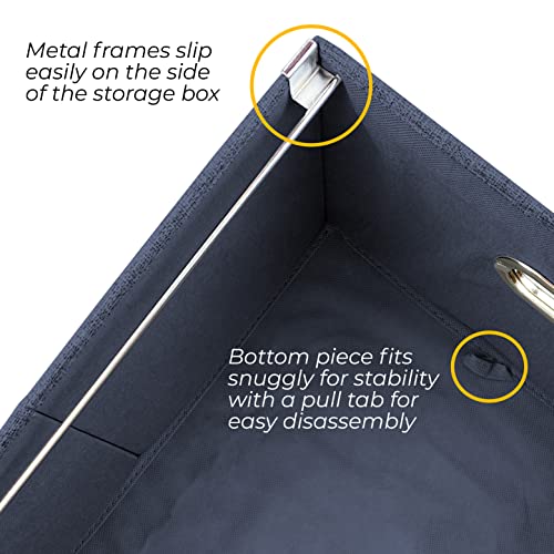 Alfion File Box For Hanging Files With Lid 2-Pack | Portable Office File Organizer Storage Box With Handles In Sturdy Mdf Board And Linen Fabric With Metal Filing Frame For Letter Size Folders (Blue) #TOP4