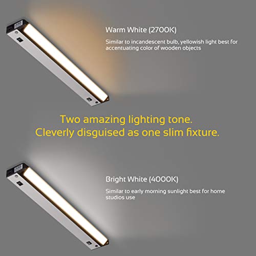 Image of GETINLIGHT 16-Inch Plug-in Swivel LED Under Cabinet Light, 2-CCT, Nickel