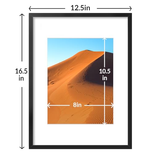 Image of LaVie Home 12x16 Picture Frame Black Set of 10, Display 8.5x11 with Mat or 12 x 16 Without Mat Picture, Photo Frame Collage for Wall Gallery or Table Deco, Hanging or Tabletop Display