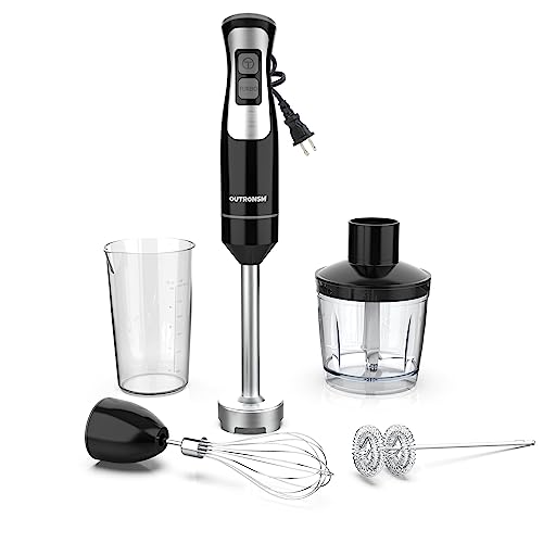 Immersion Blender Handheld, Hand Blender with 500ml Food Chopper, 600ml Container, Milk Frother, Egg...