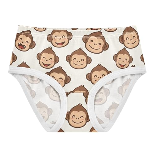 Cute Cartoon Monkey Prints Beige Girls Underwear Toddler 2t Cotton Little Girl Panties Print Kids Briefs Undies
