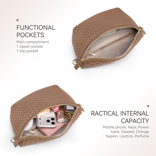 Image of KALIDI Woven Crossbody Bag for Women Travel Vegan Leather Belt Bum Bag | Fanny Packs for Woman Trendy Cross Body Sling Purse for Casual Everyday Daily Errands Shopping Trip Festival, Khaki
