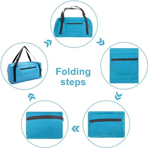 Image of HOLYLUCK Foldable Travel Duffel Bag For Women & Men Luggage Great for Gym - sky blue